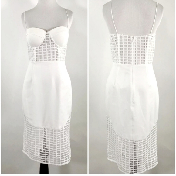 NBD X REVOLVE 4AM White Caged Bustier Midi Bridal Midi Dress sz S - Picture 7 of 13